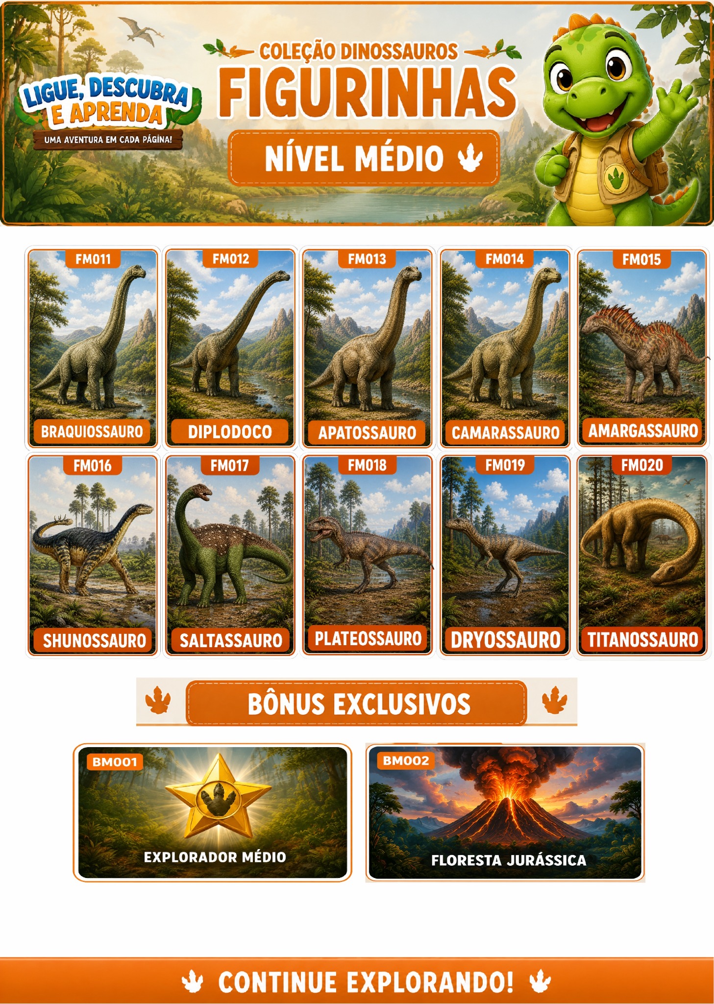 Cartela de figurinhas do Nível Médio
